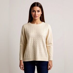 Talbots White Cable Knit Sweater Preppy Academia Size 1X